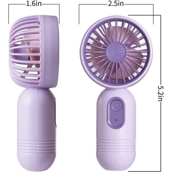 Cute 3-Pack Mini Portable Fans: USB Rechargeable, 3 Speeds, Perfect for Travel & - Picture 2 of 7